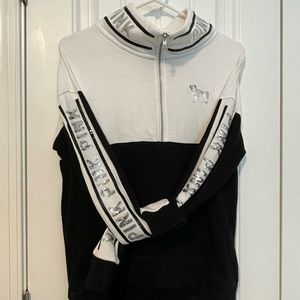 PINK Victorias Secret 1/4 zip fleece; size XS; black and white.